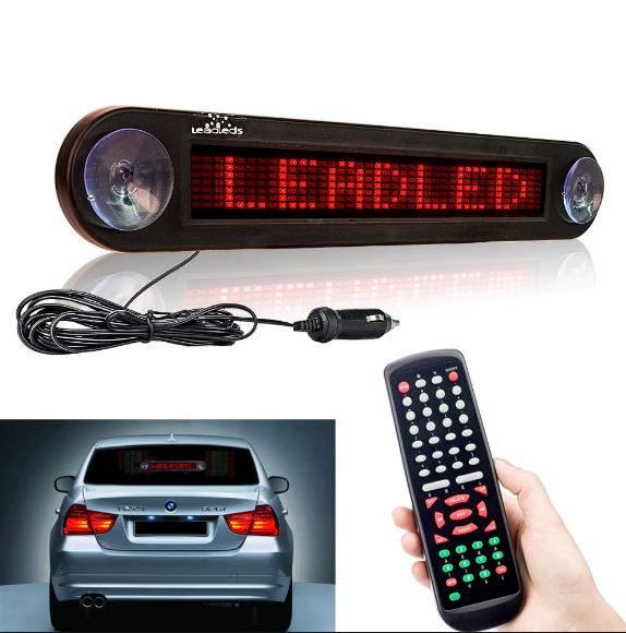 LED Display Programmable Electronic Moving Scrolling Message Sign Remote Control 12V - Red