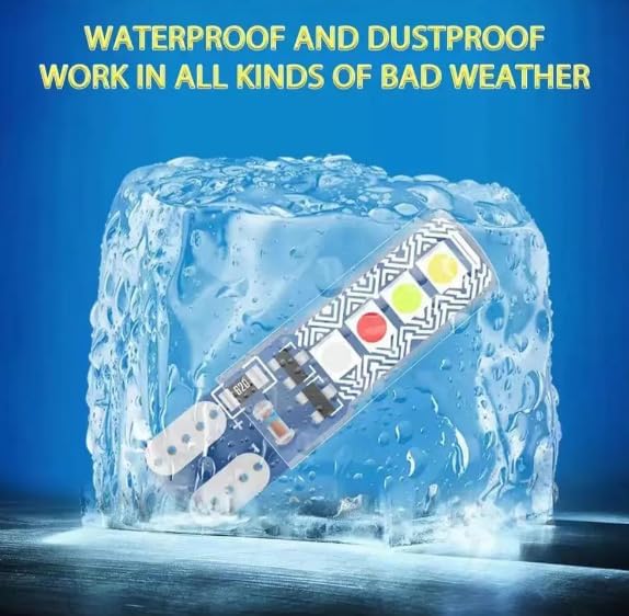 Car 10 Pcs Vehicle Parking T10 LED Light Bulb, 8 SMD Bright, Waterproof, Exterior Licence Plate Universal for all Motorcycles, Bikes, Cars, 5W 12V DC