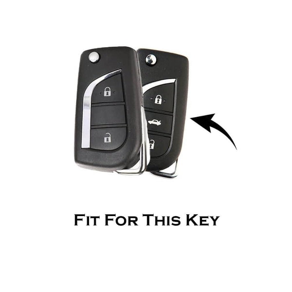 Car 2 Button Flip Smart key Metal Key Cover Shell With Keychain & Full Protection Compatible With Toyota Innova Crysta Corolla-Altis Camry HyCross Hilux