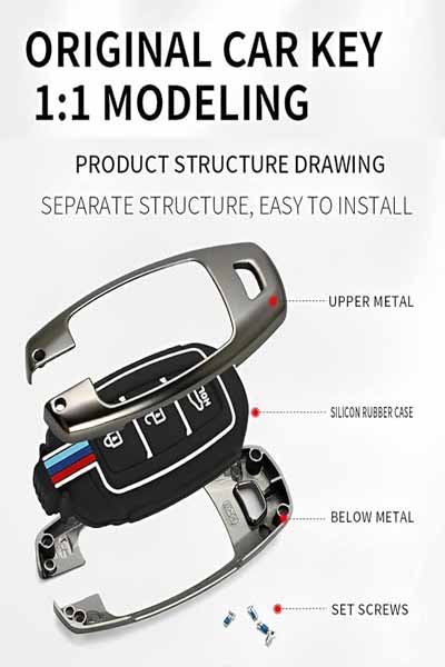 Car 2 Button Metal Key Cover For Honda Elevate