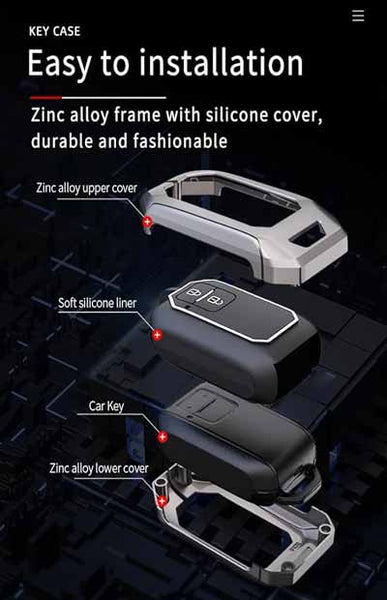 Car 2 Button Metal Key Cover For Honda Elevate