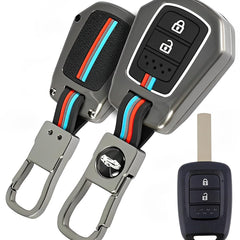 Car 2 Button Smart Key Metal Key Cover Compatible with Honda City, I-VTEC, I-Dtec, Amaze, WRV, CRV, Jazz Etc