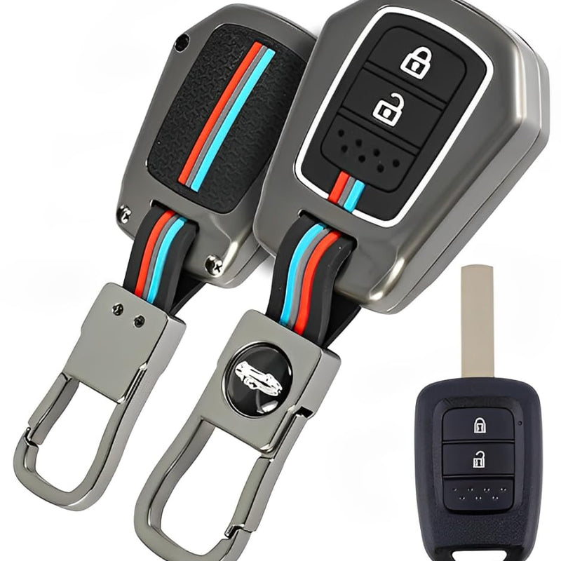 Car 2 Button Smart Key Metal Key Cover Compatible with Honda City, I-VTEC, I-Dtec, Amaze, WRV, CRV, Jazz Etc