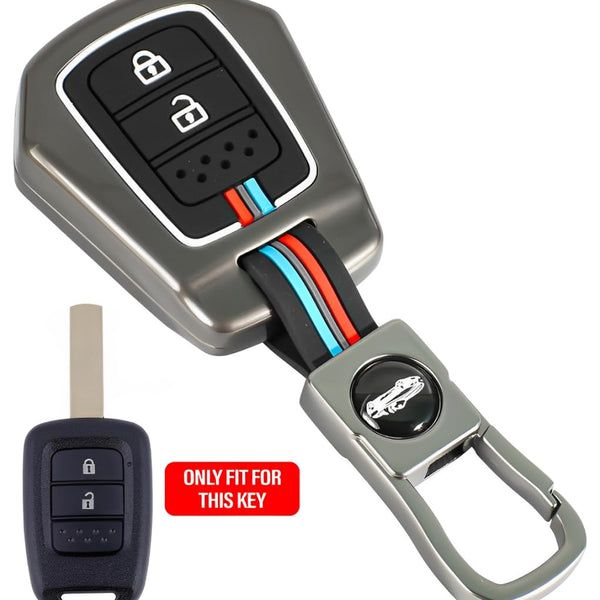 Car 2 Button Smart Key Metal Key Cover Compatible with Honda City, I-VTEC, I-Dtec, Amaze, WRV, CRV, Jazz Etc