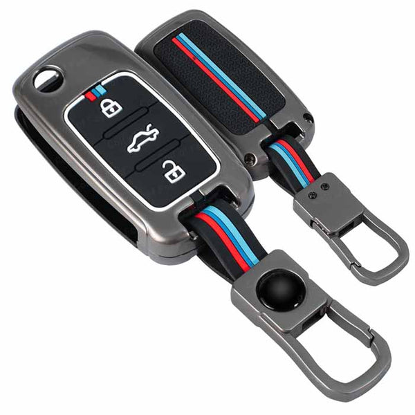 Car 3 Button Flip Key Metal Key Cover Compatible With Polo Vento Jetta Ameo Passat And Skoda Rapid Laura Superb Octavia Fabia Yeti