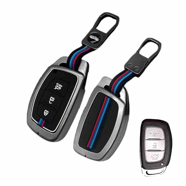 Car 3 Button Smart Key Metal Key Cover for Hyundai Grand i10 NIOS, Asta, Venue, i20, Aura, Exter, Creta, Elantra