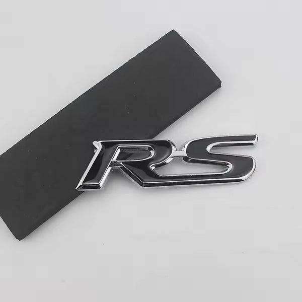 Car 3D Raised Letters RS Emblem Fender Metal Badge with Adhesive Backing Automotive Decoration