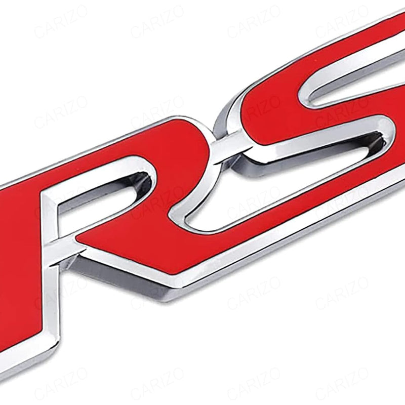 Car 3D Raised Letters RS Emblem Fender Metal Badge with Adhesive Backing Automotive Decoration