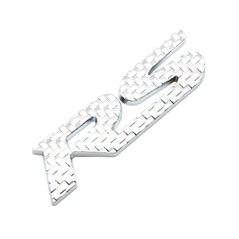 Car 3D Raised Letters RS Emblem Fender Metal Badge with Adhesive Backing Automotive Decoration