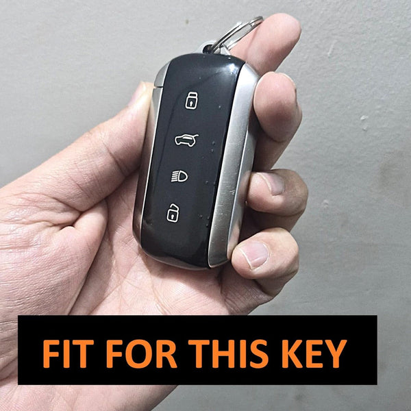 Car 4 Button Smart Key Metal Key Cover Shell With Keychain & Full Protection For TATA CURVV EV Electric