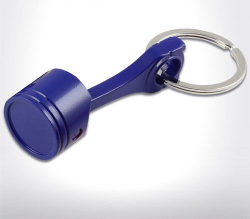 Car and Bike Racing Metal Keychain Engine Block Piston/ Rod Assembly Keyring (Blue)