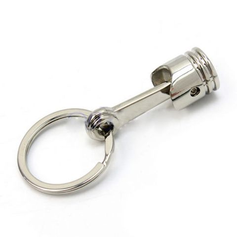 Car and Bike Racing Metal Keychain Engine Block Piston/ Rod Assembly Keyring (Silver)