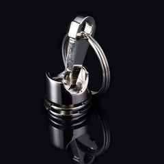 Car and Bike Racing Metal Keychain Engine Block Piston/ Rod Assembly Keyring (Silver)