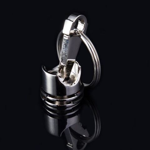 Car and Bike Racing Metal Keychain Engine Block Piston/ Rod Assembly Keyring (Silver)