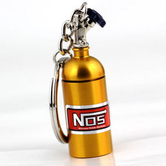 Car and Bike Racing Metal N0S Mini Nitrous Oxide Bottle Metal Stash Pill Box Storage Turbo Keychain