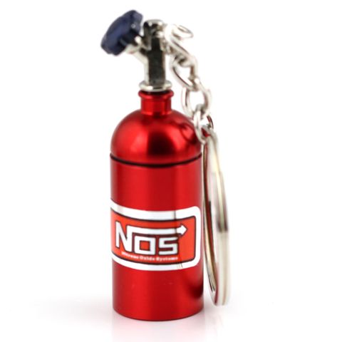 Car and Bike Racing Metal N0S Mini Nitrous Oxide Bottle Metal Stash Pill Box Storage Turbo Keychain