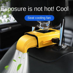 Car Back Seat Cooling Fan Portable 3 Speed Adjustable Electric Headrest Fan