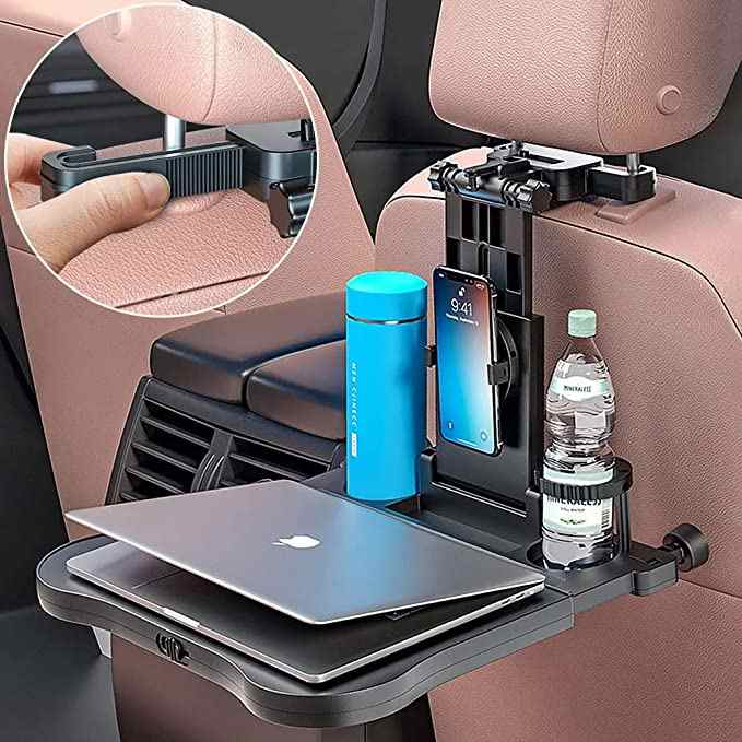 Car Back Seat Food | Dining Tray Portable Organizer & 360 Degree Rotating Phone/Tablet Holder Compatible with All Cars