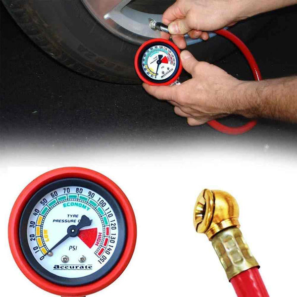 CAR BIKE TIRE REPAIR TOOL KIT HEAVY DUTY TIRE INFLATOR GAUGE AIR COMPRESSOR