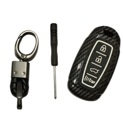 Car Carbon Black 4 Button Hard Shell Key Fob Cover for Hyundai Verna 2020 Smart Key Fob