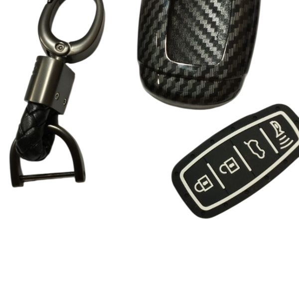 Car Carbon Black 4 Button Hard Shell Key Fob Cover for Hyundai Verna 2020 Smart Key Fob