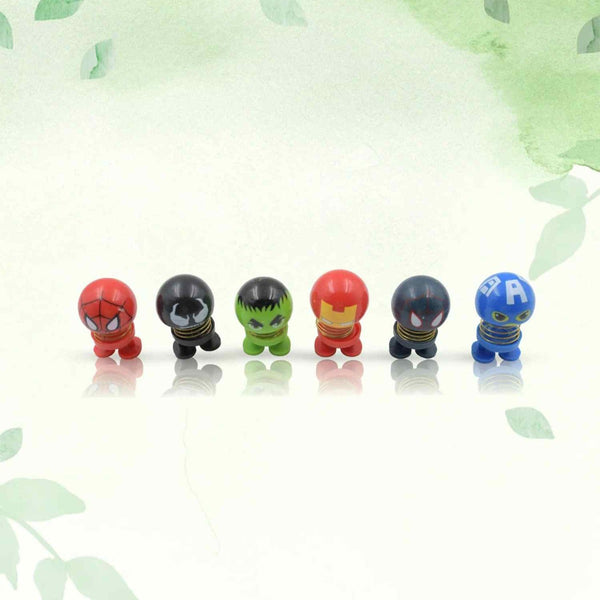 CAR DASHBOARD SPRING DANCING BOBBLE HEAD TOYS (SET OF 6 PCS)