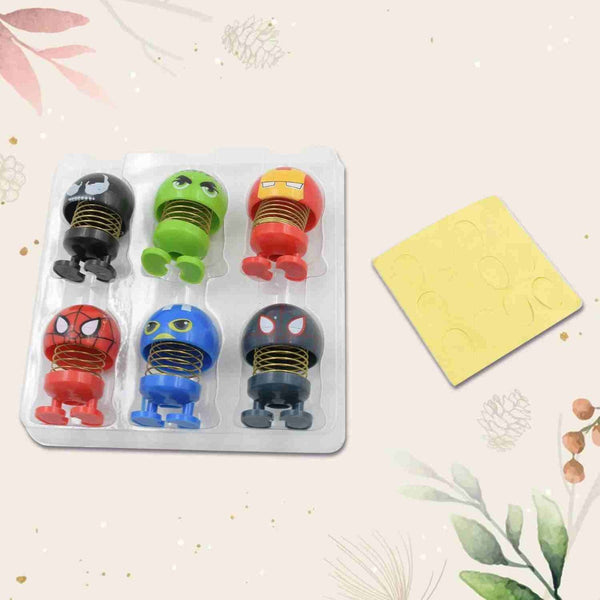 CAR DASHBOARD SPRING DANCING BOBBLE HEAD TOYS (SET OF 6 PCS)