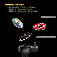 Car Fragrance Diffuser with Vent Clip in Retro Style Record-Player Design, Automotive Air Freshener Purifier Solid Perfume, 3 Aromatherapy Tablets Included