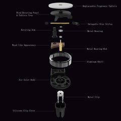 Car Fragrance Diffuser with Vent Clip in Retro Style Record-Player Design, Automotive Air Freshener Purifier Solid Perfume, 3 Aromatherapy Tablets Included