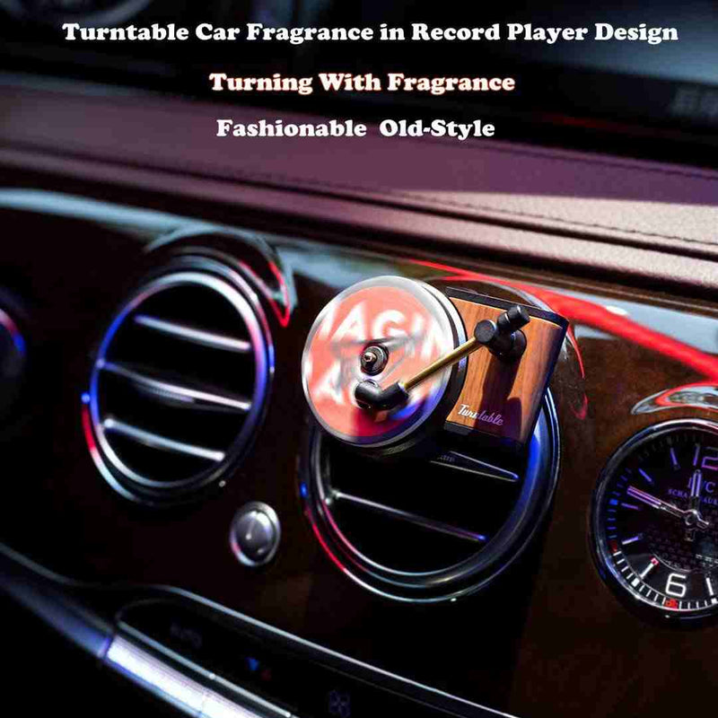 Car Fragrance Diffuser with Vent Clip in Retro Style Record-Player Design, Automotive Air Freshener Purifier Solid Perfume, 3 Aromatherapy Tablets Included