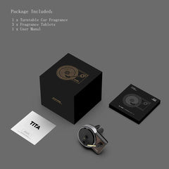 Car Fragrance Diffuser with Vent Clip in Retro Style Record-Player Design, Automotive Air Freshener Purifier Solid Perfume, 3 Aromatherapy Tablets Included