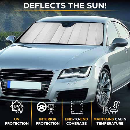 Car Front/Rear Foldable Silver Foil Sunshade UV Protection Curtain Film Windshield | Sunshade Visor Shield Cover and Keep Your Vehicle Cool - 1pcs