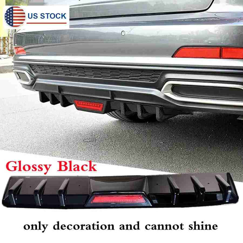 Car Glossy Black Rear Bumper Diffuser Lip Spoiler Trim w/o Tail Light