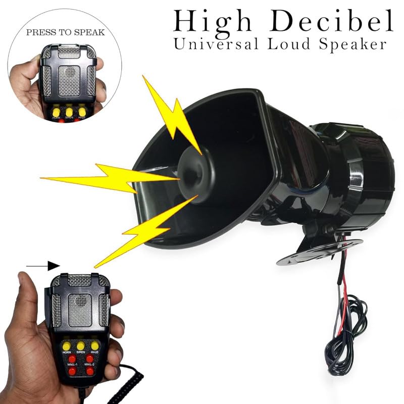 Car Jeep SUV 5 Tone Loud Hooter with Mic VIP Siren 100 watts with Mic Speaker kit