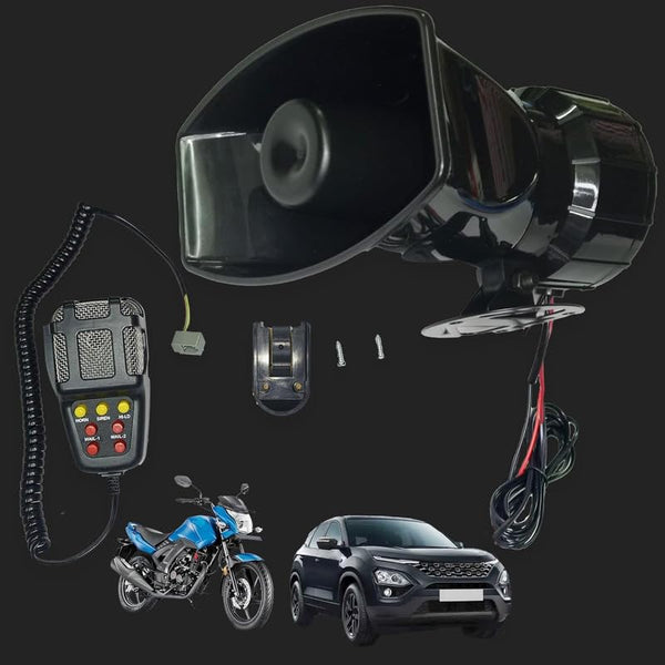 Car Jeep SUV 5 Tone Loud Hooter with Mic VIP Siren 100 watts with Mic Speaker kit
