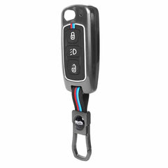 Car Metal 3 Button Flip Key Cover Compatible with Tata Tiago Nexon Altroz Safari Storme Zest Bolt Tigor Punch Hexa