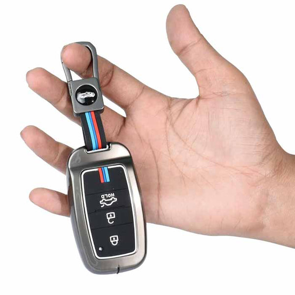 Car Metal 3 Button Key Cover for KIA Sonet, Carens, Seltos