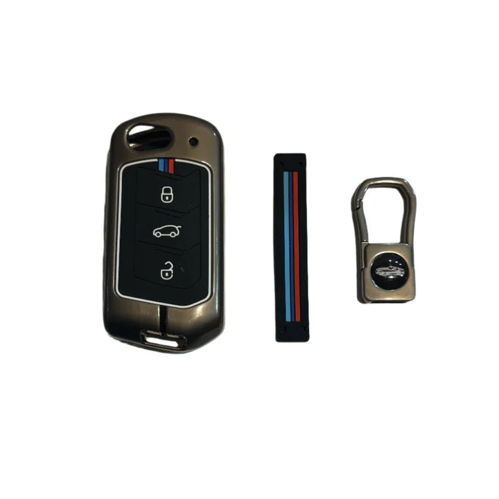 Car Metal Key Cover for Mahindra Thar Roxx, Scorpio N, XUV3X0, XUV700, XUV400, Bolero Neo, Bolero 2020, Scorpio Classic, Thar 2020 Zinc Alloy