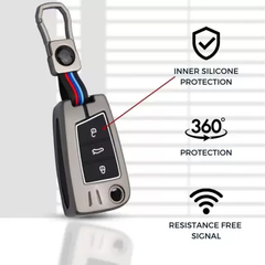 Car Metal Key Cover Suitable For Skoda Volkswagen Slavia, Kushaq Octavia Virtus Taigun