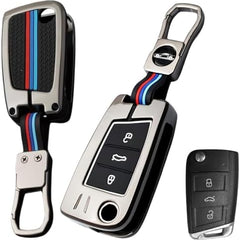 Car Metal Key Cover Suitable For Skoda Volkswagen Slavia, Kushaq Octavia Virtus Taigun