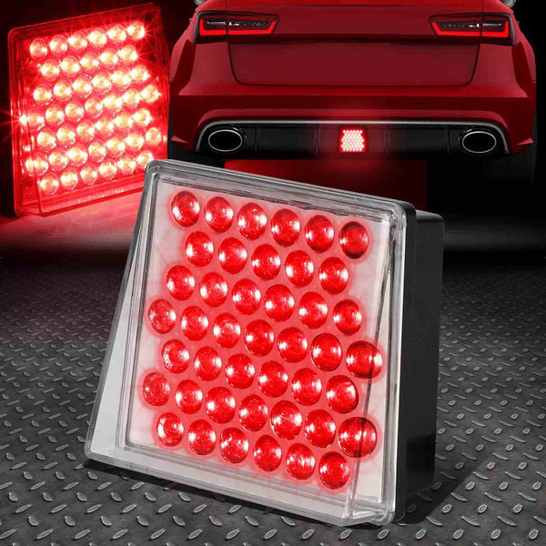 Car Universal 80mm x 70mm Rear Bumper / Hitch Reveiver Red LED Extra Tail Brake Light