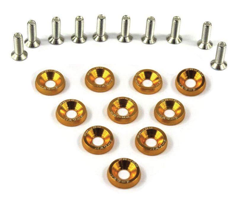Car Universal Screw Washer Car Fender M6 Bolt Screw+Bumper Washer JDM 10pcs