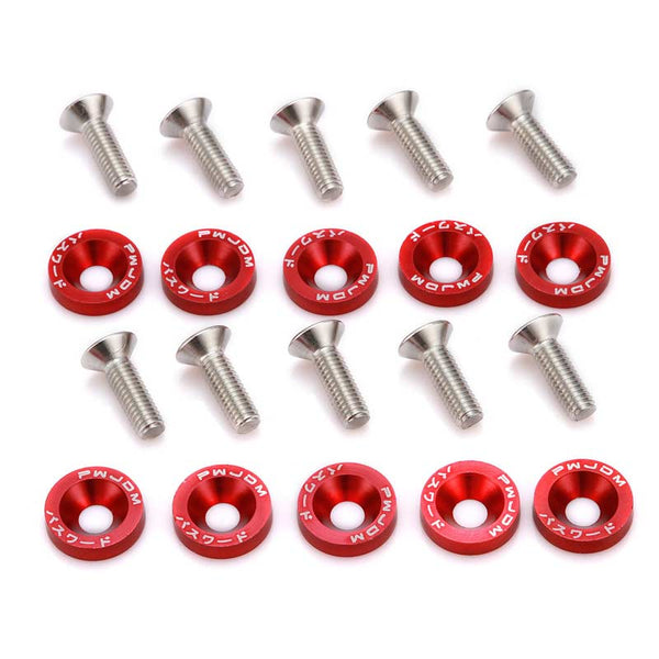 Car Universal Screw Washer Car Fender M6 Bolt Screw+Bumper Washer JDM 10pcs