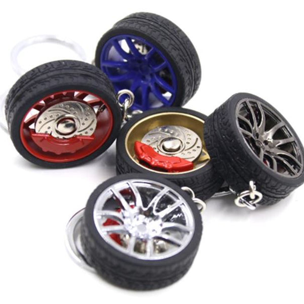 Car Wheel Keychain With Disc Brakes Keyring Tire Tyre (Assorted Color & Shape)