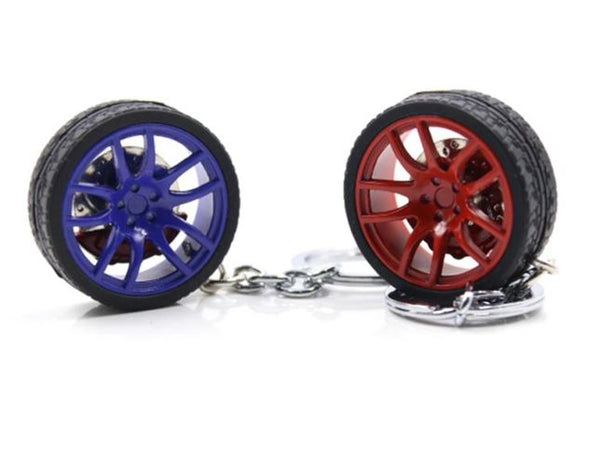 Car Wheel Keychain With Disc Brakes Keyring Tire Tyre (Assorted Color & Shape)