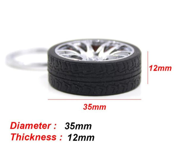 Car Wheel Keychain With Disc Brakes Keyring Tire Tyre (Assorted Color & Shape)