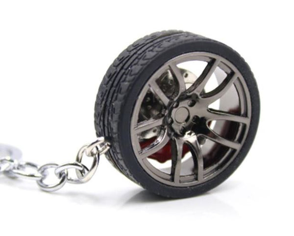 Car Wheel Keychain With Disc Brakes Keyring Tire Tyre (Assorted Color & Shape)