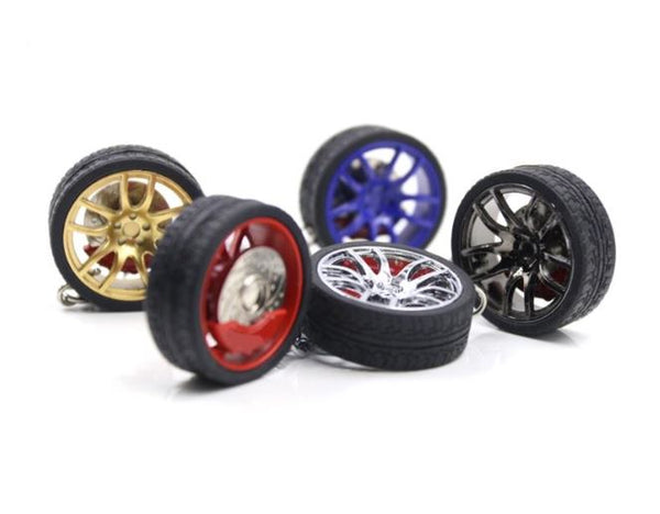 Car Wheel Keychain With Disc Brakes Keyring Tire Tyre (Assorted Color & Shape)
