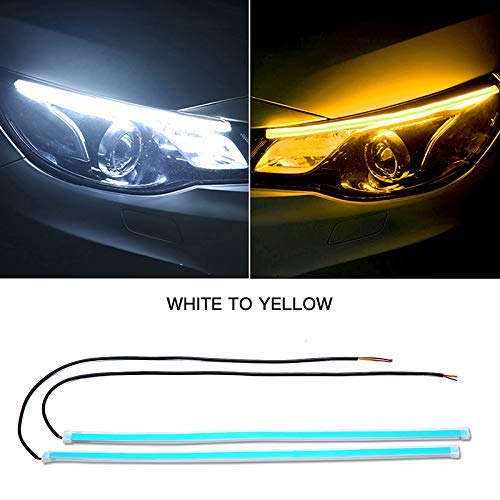 Car White Amber Stick-on Above Headlamp Flow LED Sequential Daytime Running Lights