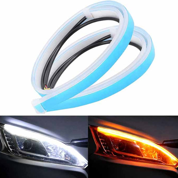 Car White Amber Stick-on Above Headlamp Flow LED Sequential Daytime Running Lights